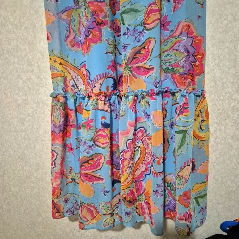 NICOLE MILLER... Light Blue FLORAL MAXI DRESS...SIZE:XS - Picture 8 of 13